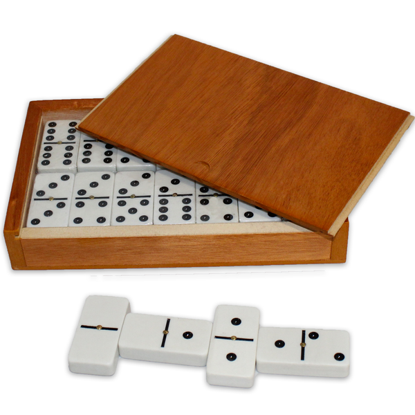Dominó de pasta y estuche de madera